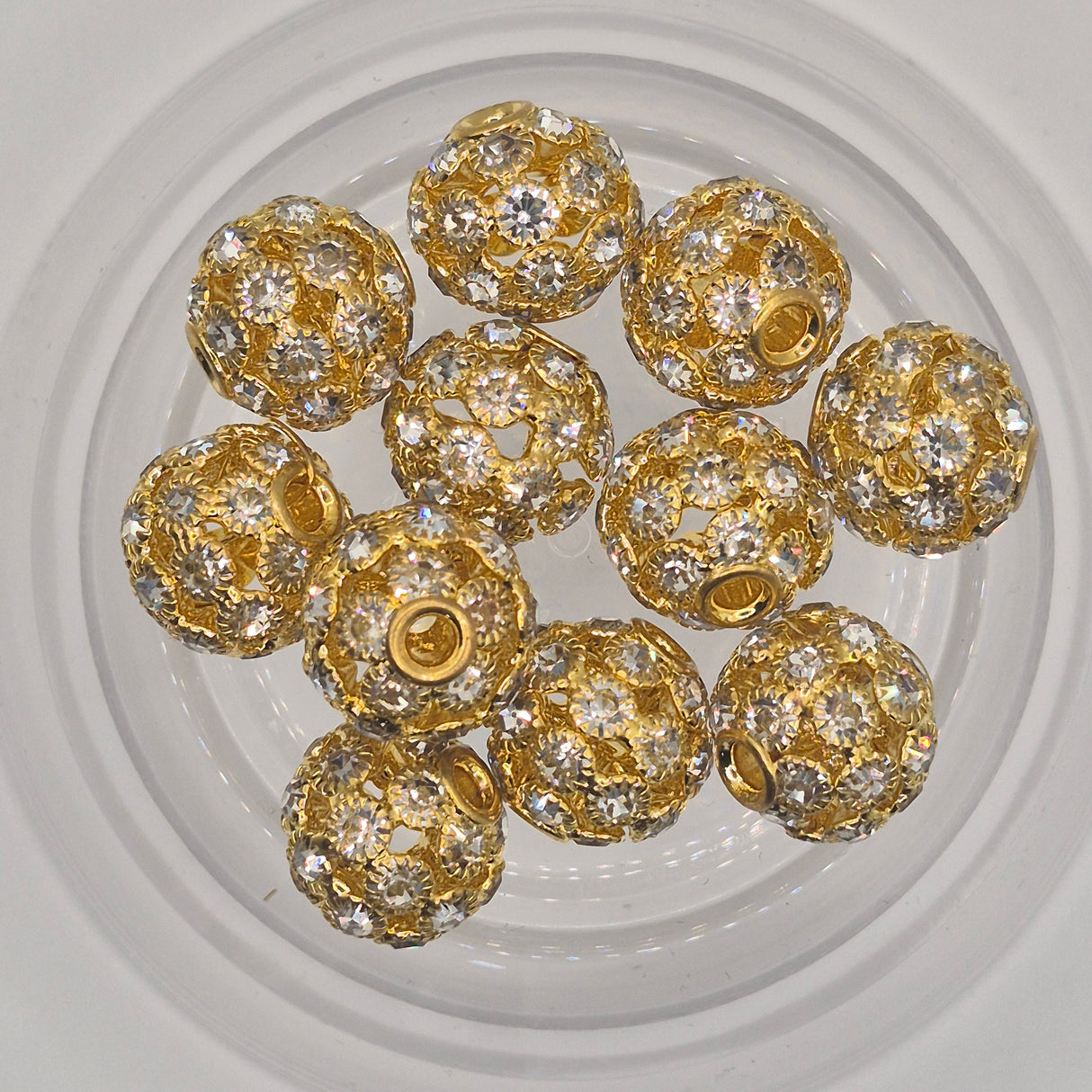 Gold Rhinestone Focal Metal Bead