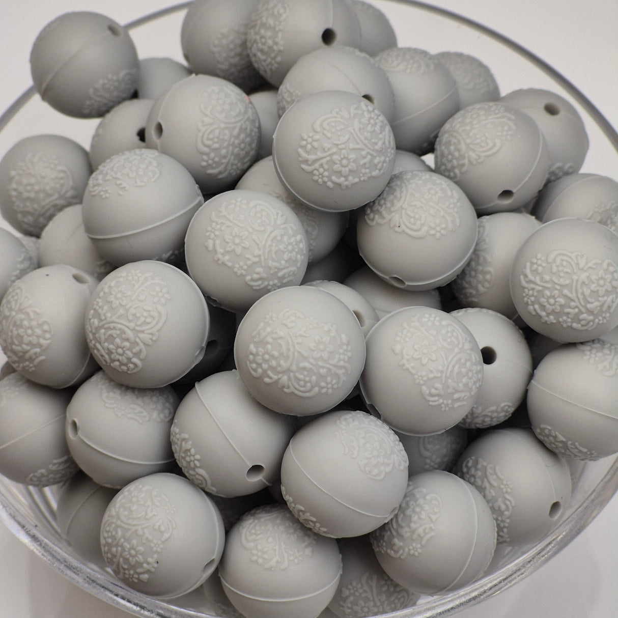 Cloudy Day Embossed 15mm Solid Silicone Beads