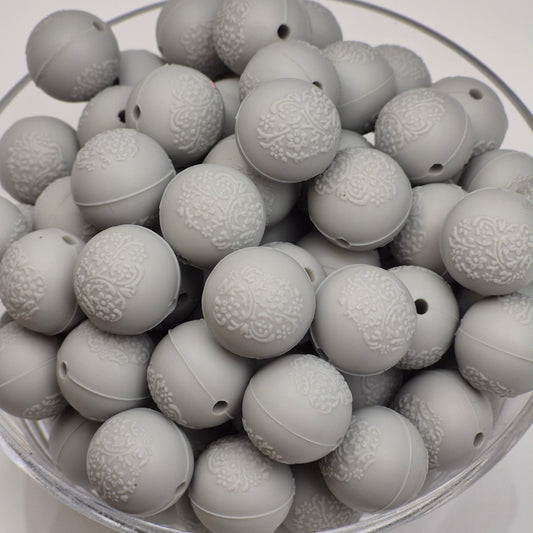 Cloudy Day Embossed 15mm Solid Silicone Beads