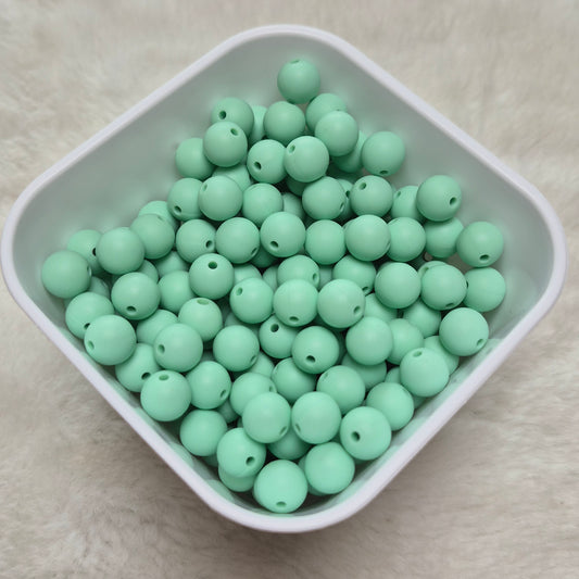 Mint 9mm Solid Silicone Beads