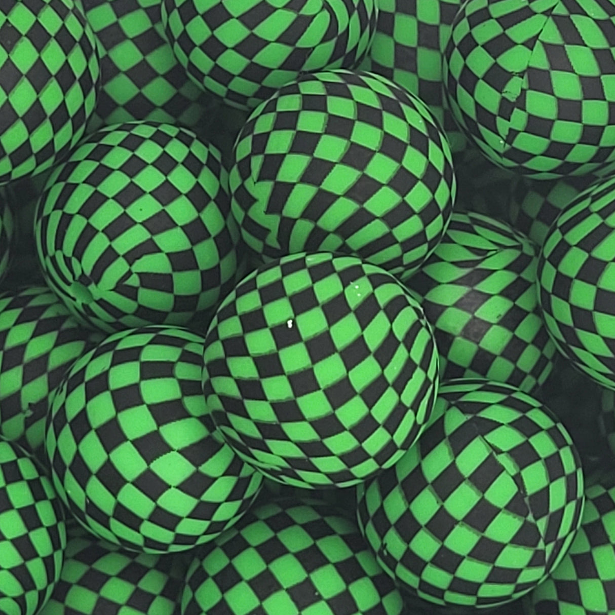 Check Me Out Green 19mm Print Silicone Bead