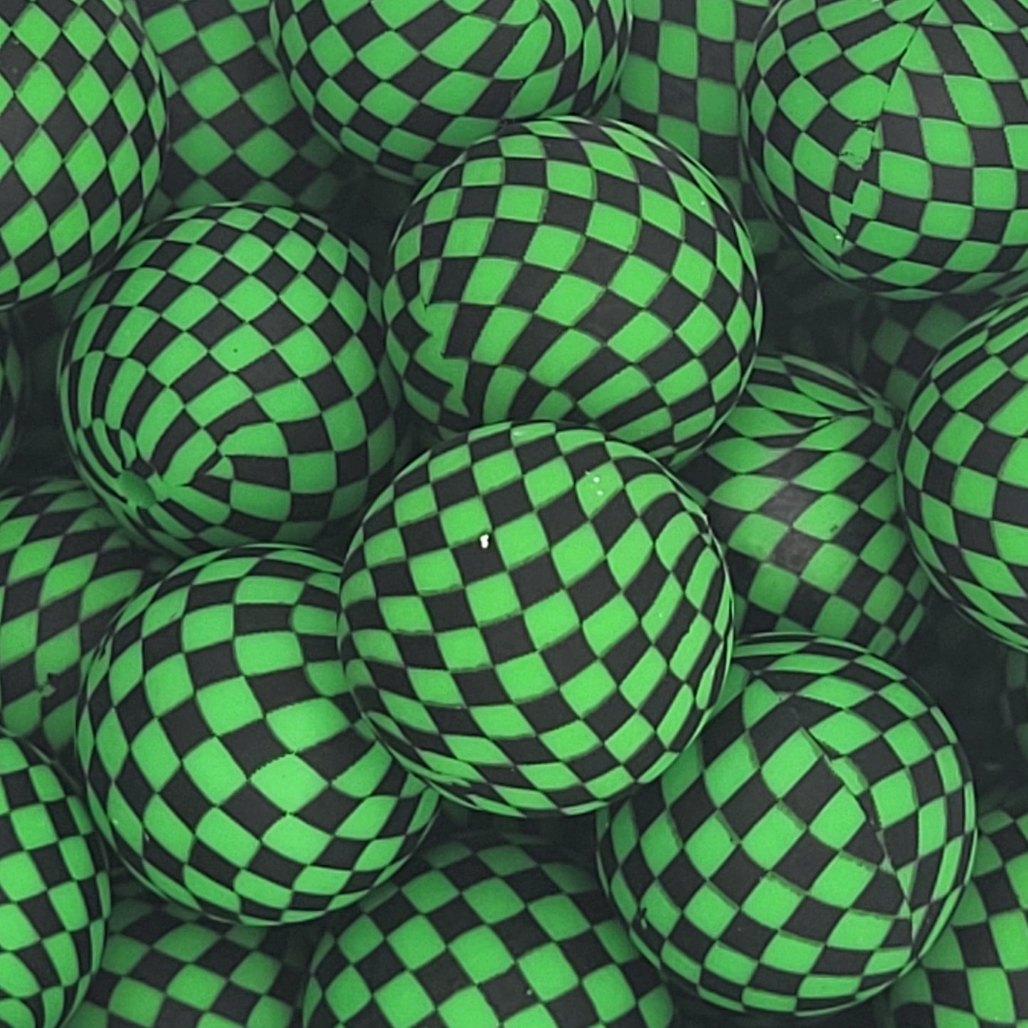 Check Me Out Green 19mm Print Silicone Bead