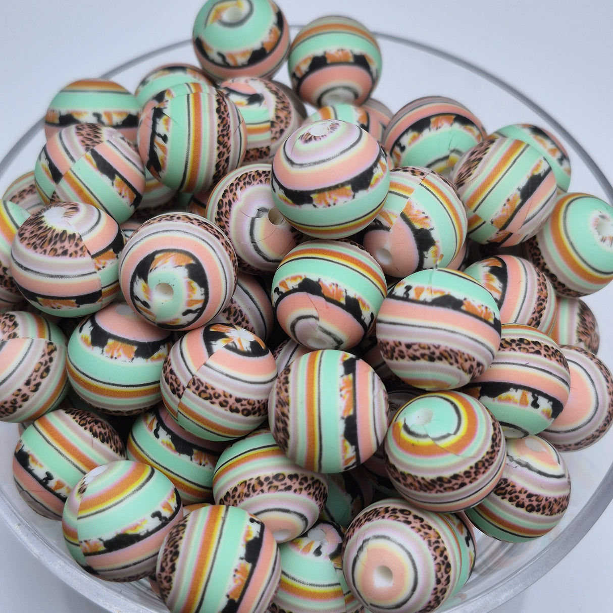 Party Animal Stripes 15mm Silicone Bead