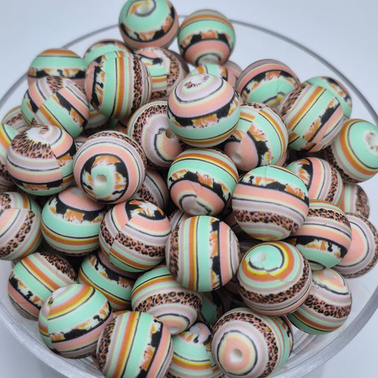 Party Animal Stripes 15mm Silicone Bead