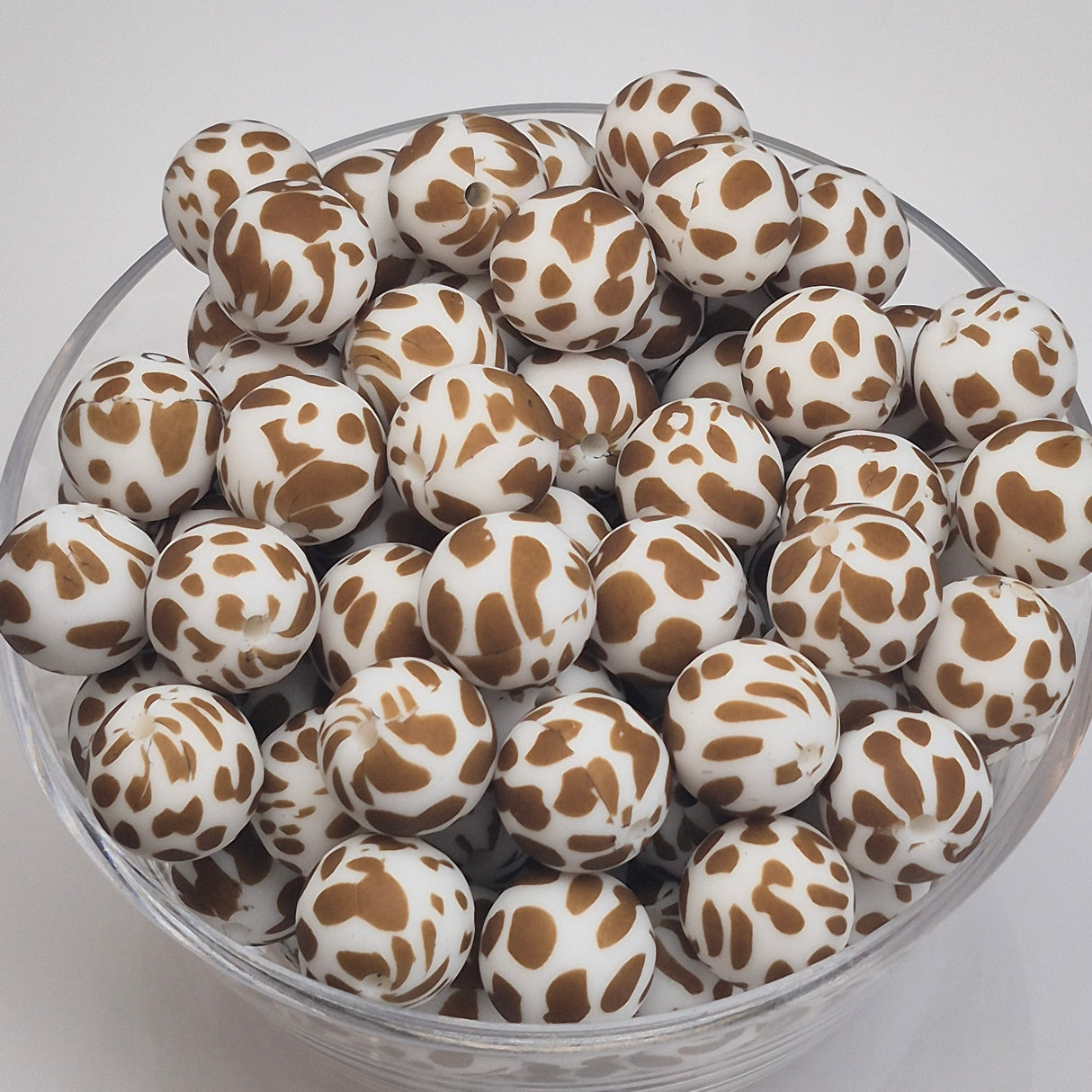 Brown Spotted Glam 15mm Silicone Bead
