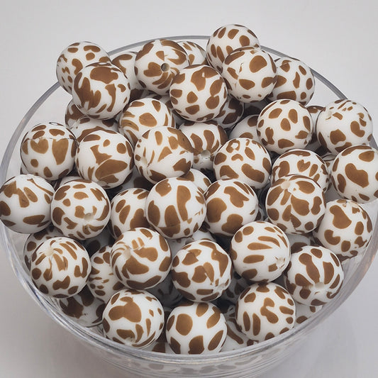 Brown Spotted Glam 15mm Silicone Bead