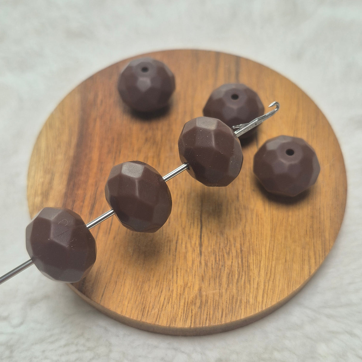 Dark Chocolate Faceted Geo Silicone Beads