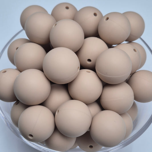 Oatmeal 19mm Solid Silicone Beads