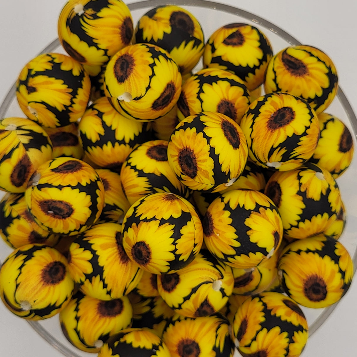Sunflower Nights 19mm Print Silicone Bead