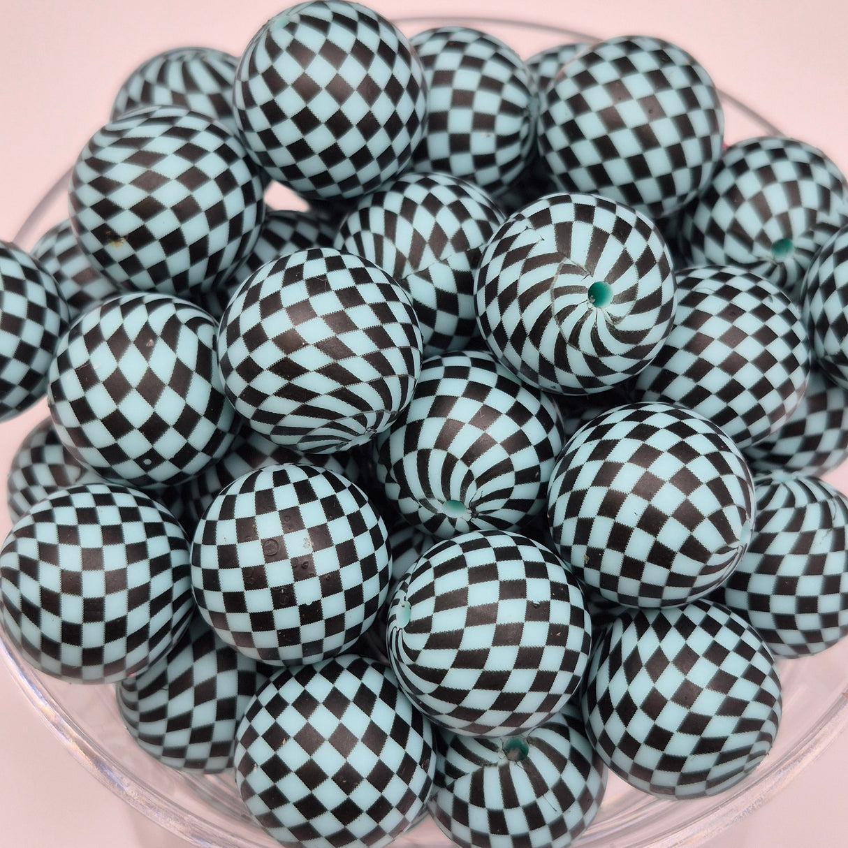 Check Me Out Aqua 19mm Print Silicone Bead