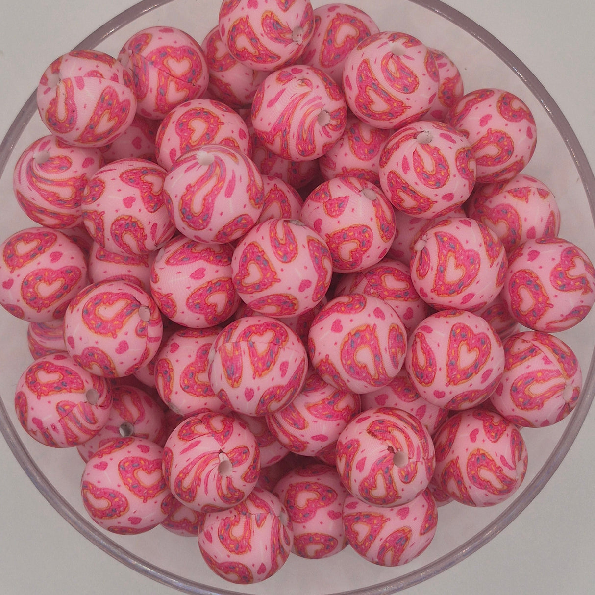 Hearts Donut Lie 15mm Silicone Bead