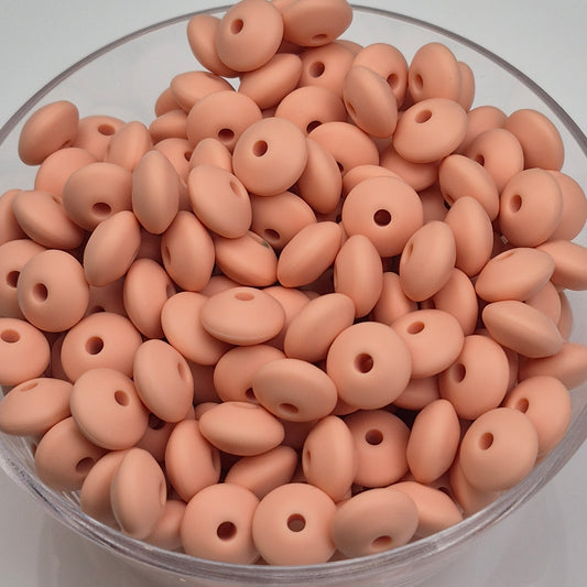 Pink Himalayan Salt Lentil 12mm*7mm Solid Silicone Beads