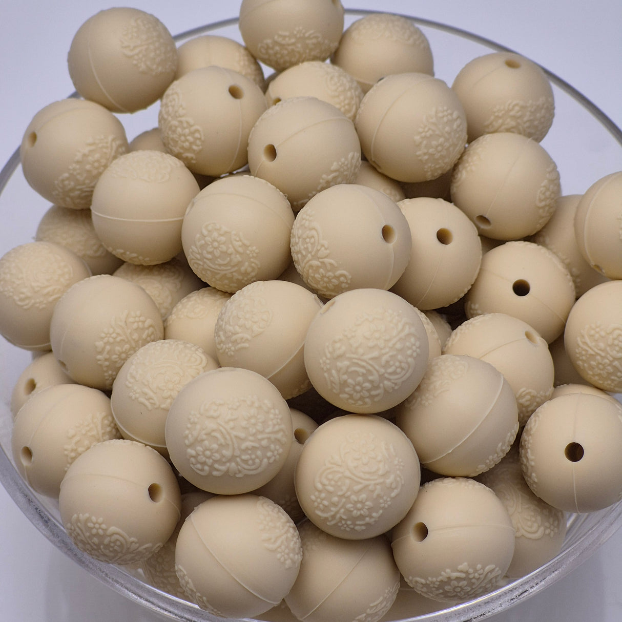 Creamy Dreamy Embossed 15mm Solid Silicone Beads