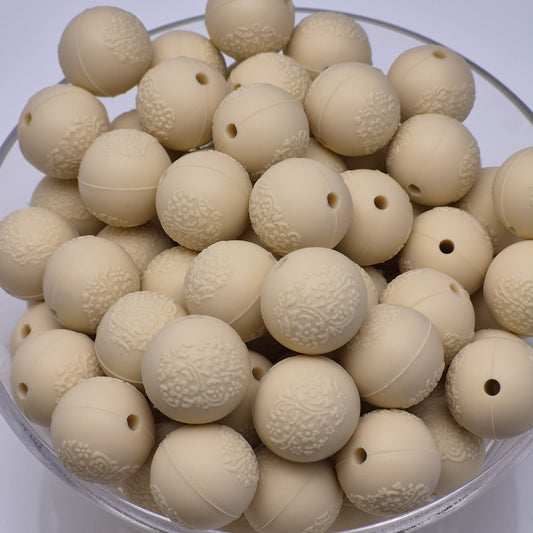 Creamy Dreamy Embossed 15mm Solid Silicone Beads