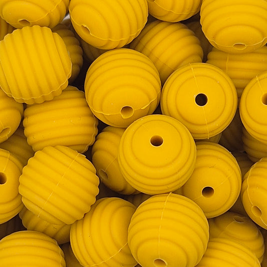 Mustard Honeycomb 15mm Silicone Bead