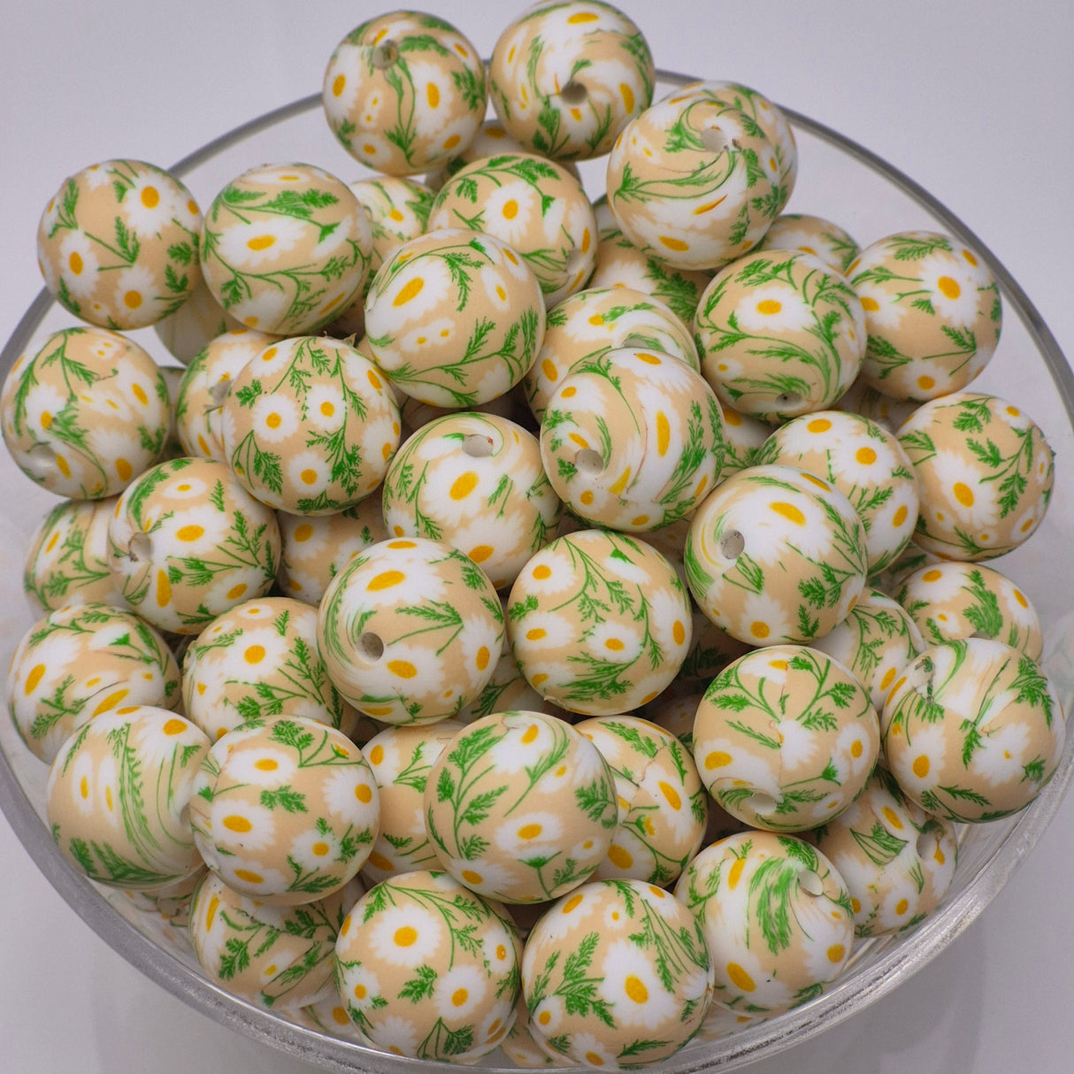 Dallop of Daisies 15mm Silicone Bead
