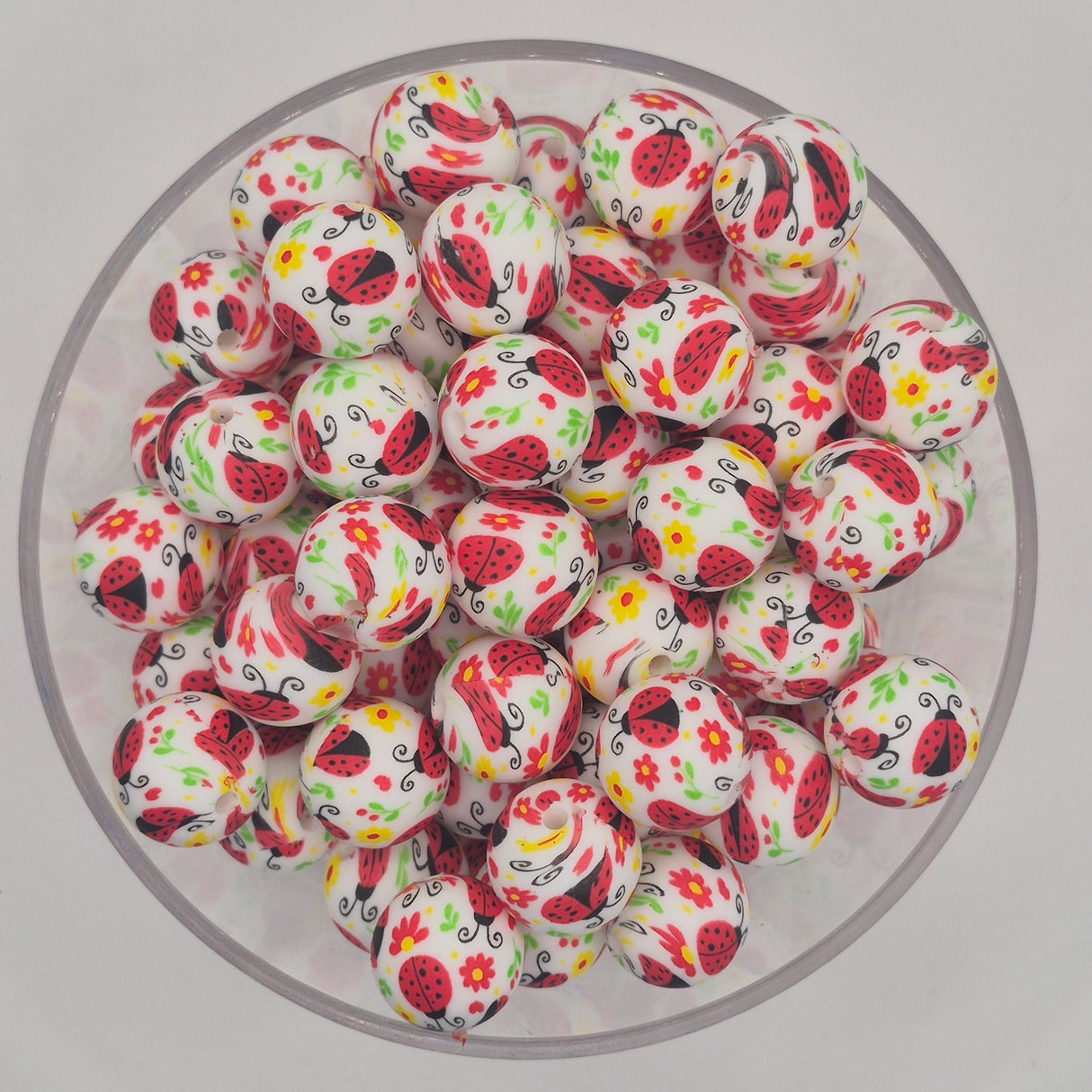 Little Spots Big Blooms 15mm Silicone Print Bead