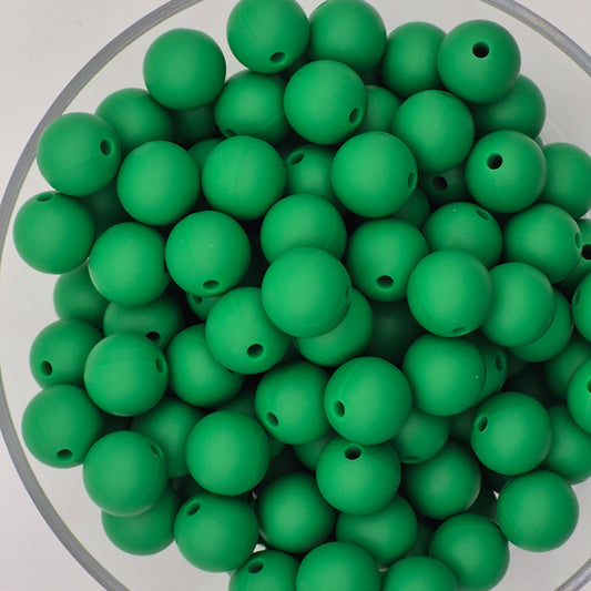 Christmas Green 12mm Solid Silicone Beads