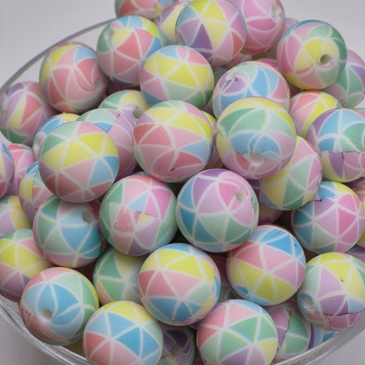 Pastel Prisms 15mm Silicone Bead