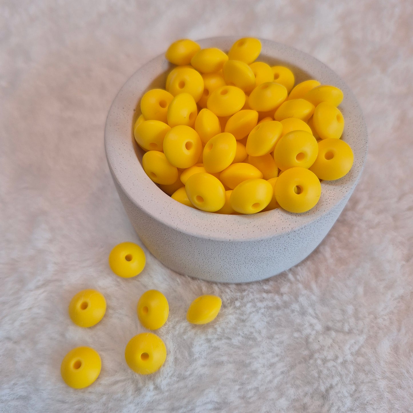 Sunshine Yellow Lentil 12mm*7mm Solid Silicone Beads