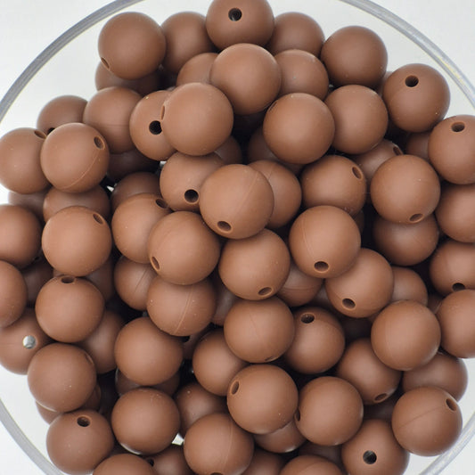 Mocha 12mm Solid Silicone Beads