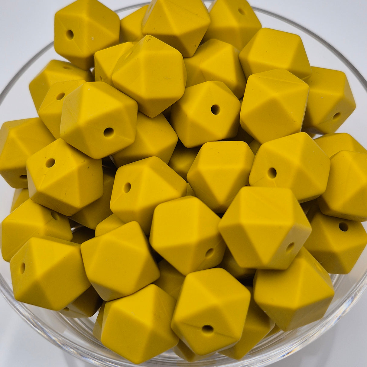 Mustard 14mm Hexagon Solid Silicone Beads