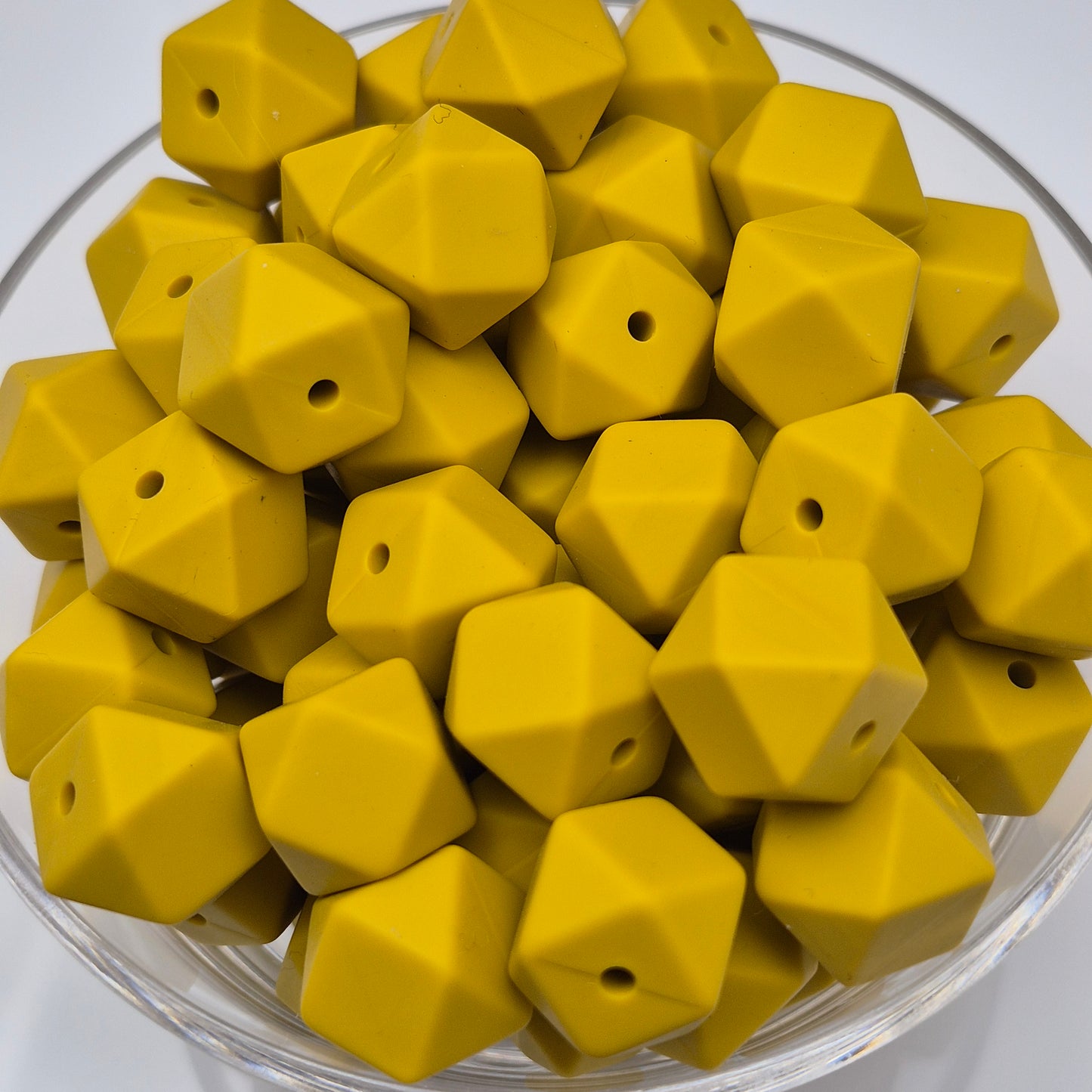 Mustard 14mm Hexagon Solid Silicone Beads