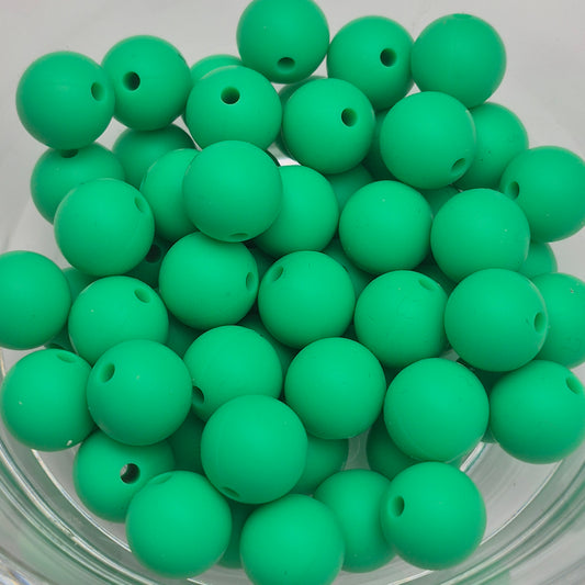 Bright Green 12mm Solid Silicone Beads