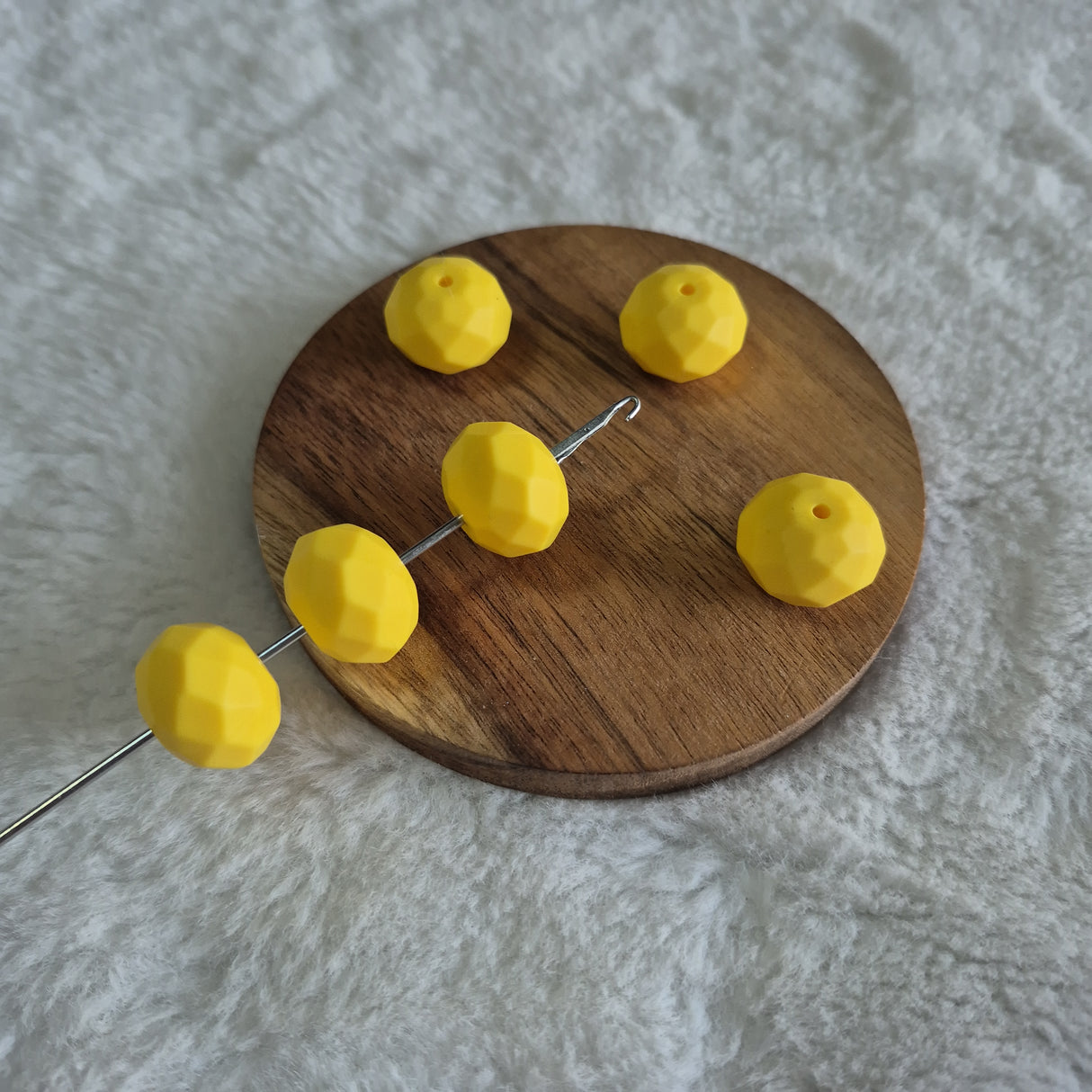 Lemon Yellow Faceted Geo Silicone Beads