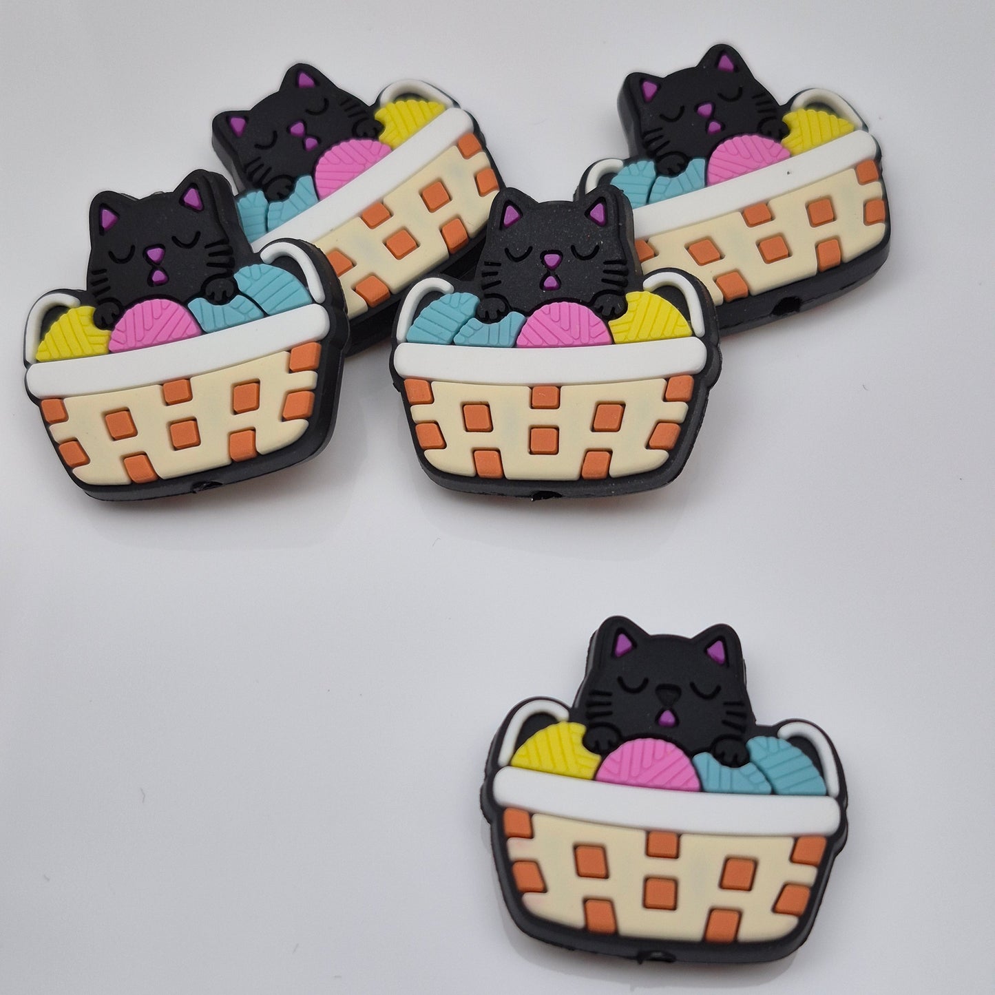 Cat In Yarn Basket - Focal