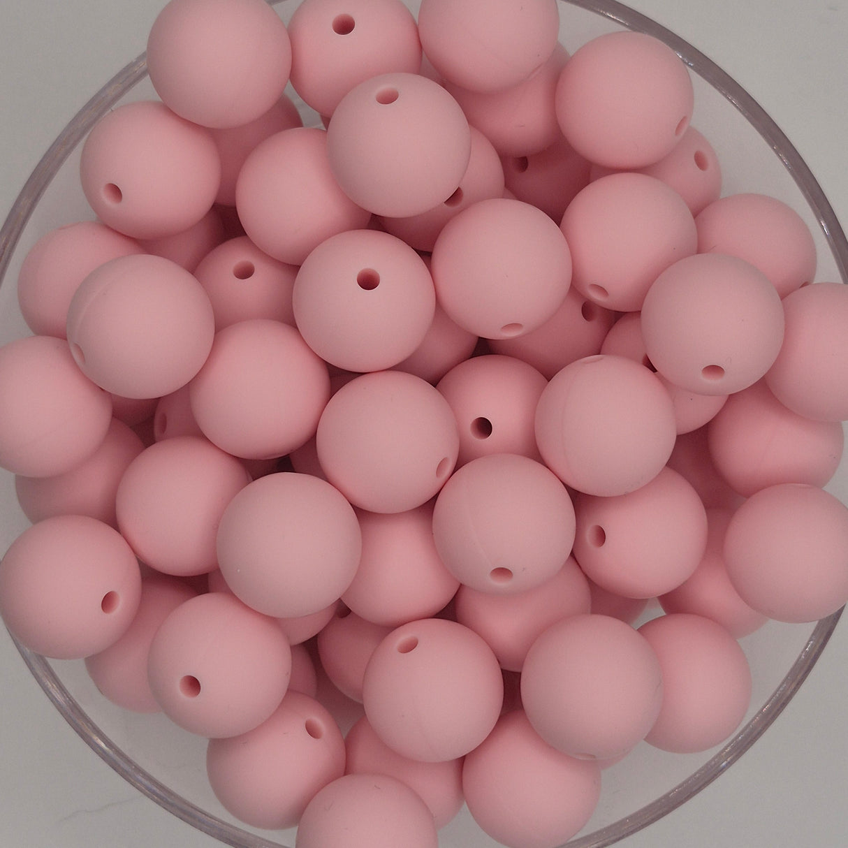 Powder Pink 15mm Solid Silicone Beads