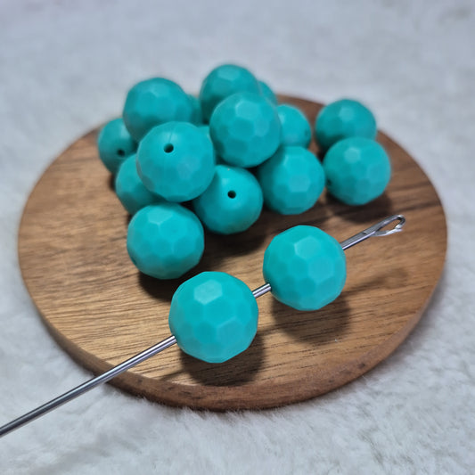 Teal Faceted Orb 16mm Silicone Beads