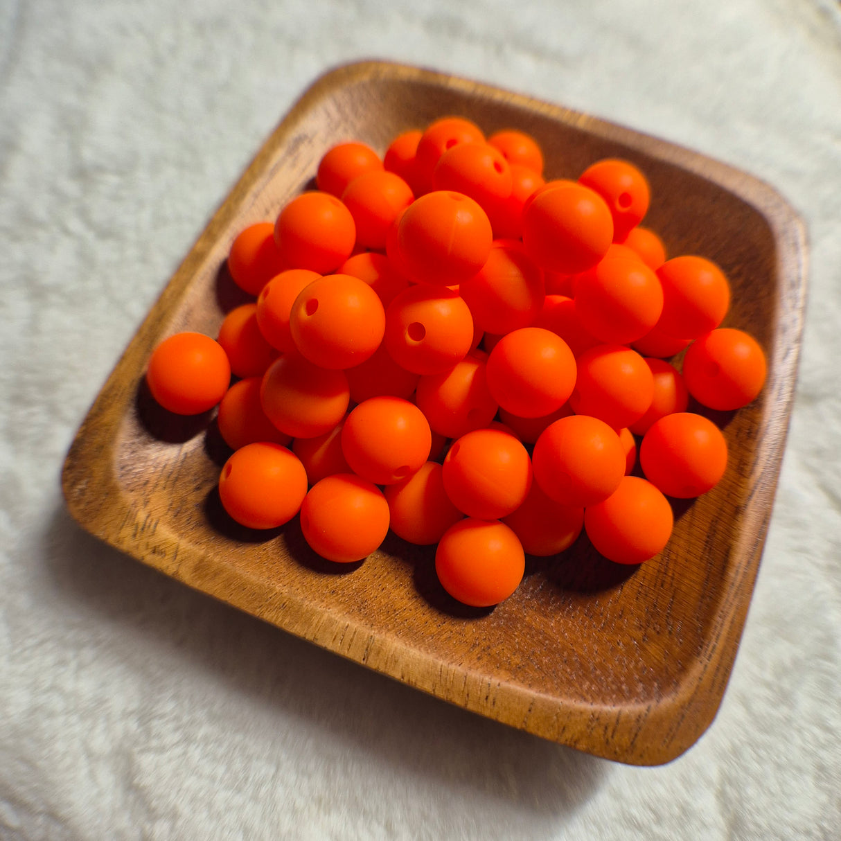 Orange 12mm Solid Silicone Beads