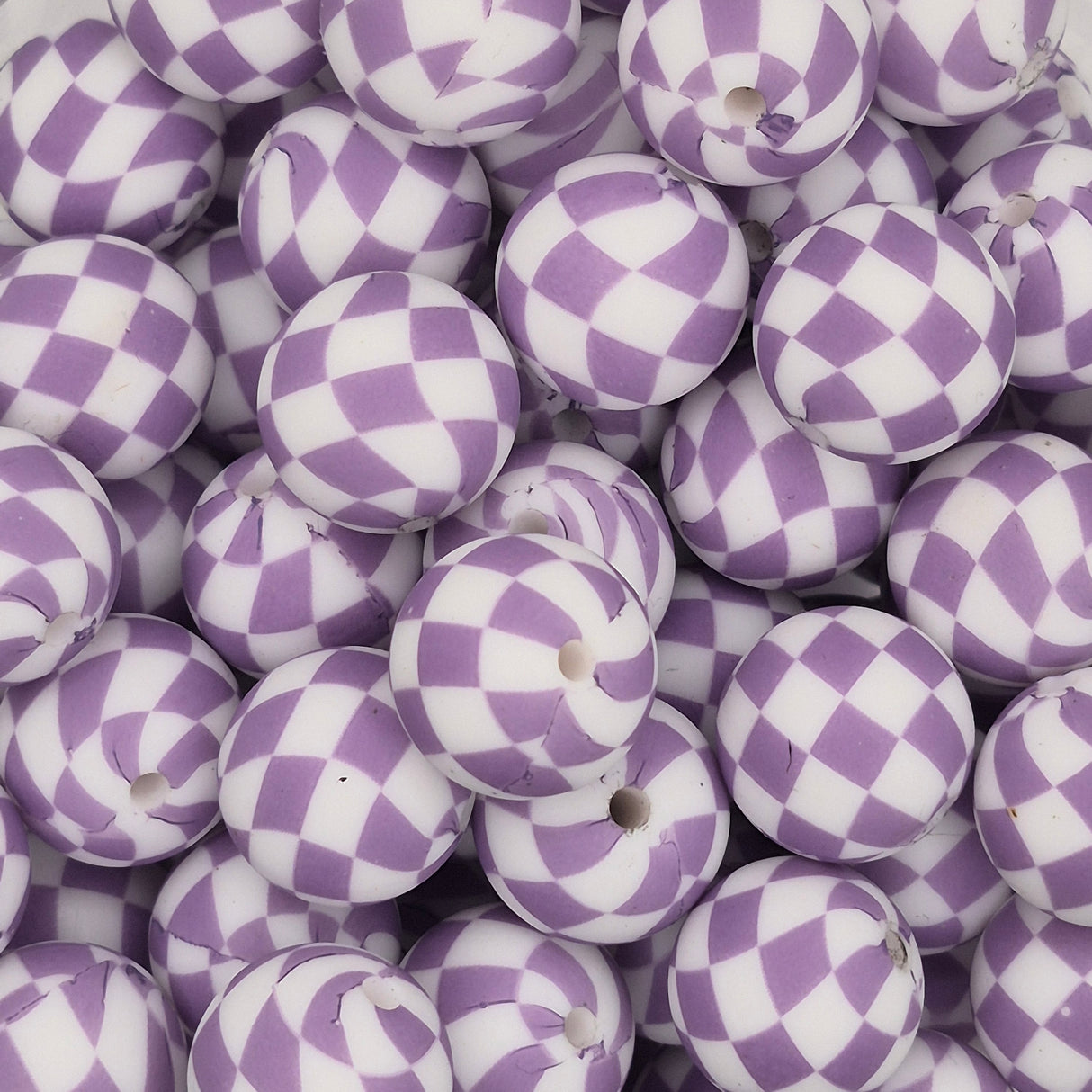 Checkmate Purple 15mm Silicone Print Bead