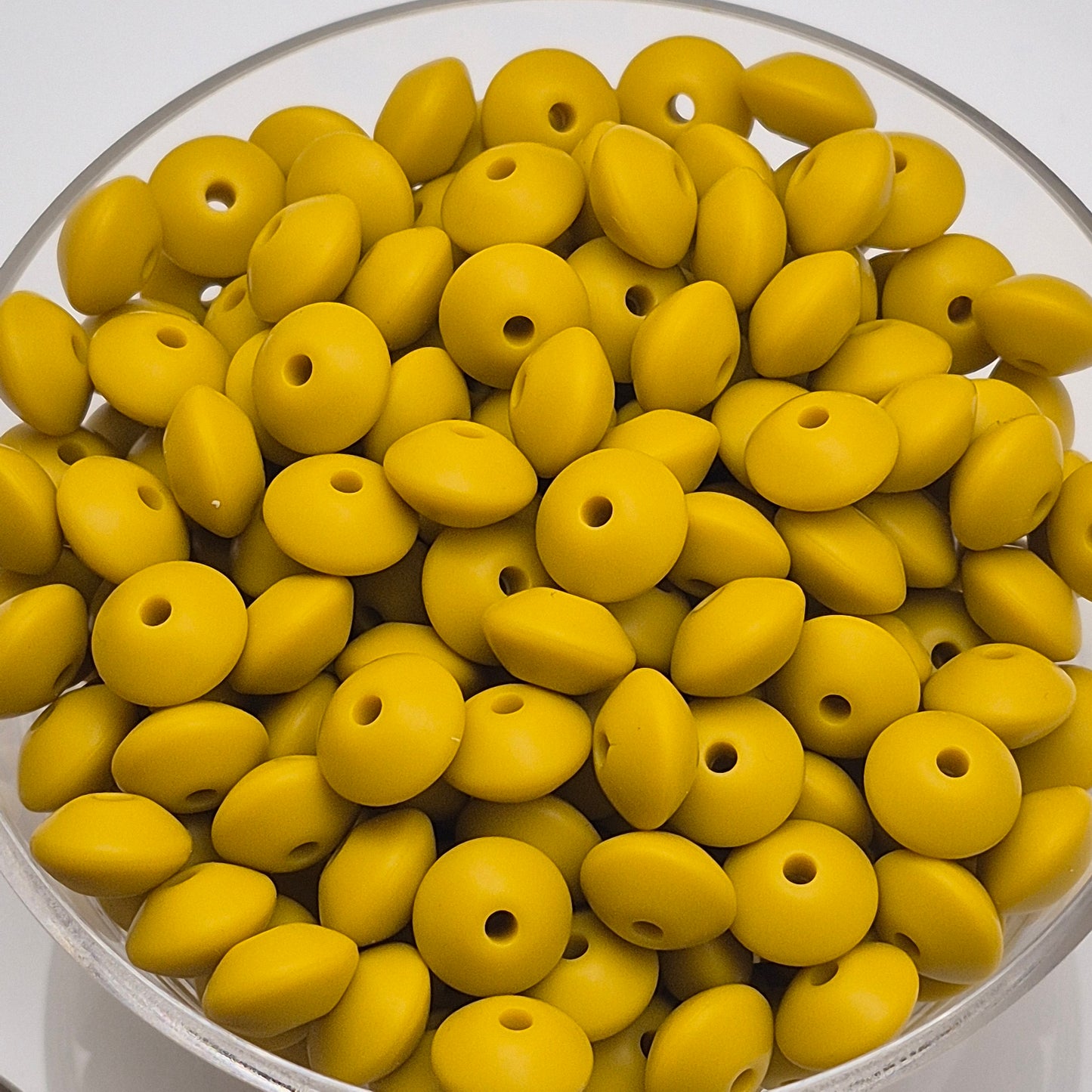 Mustard Lentil 12mm*7mm Solid Silicone Beads
