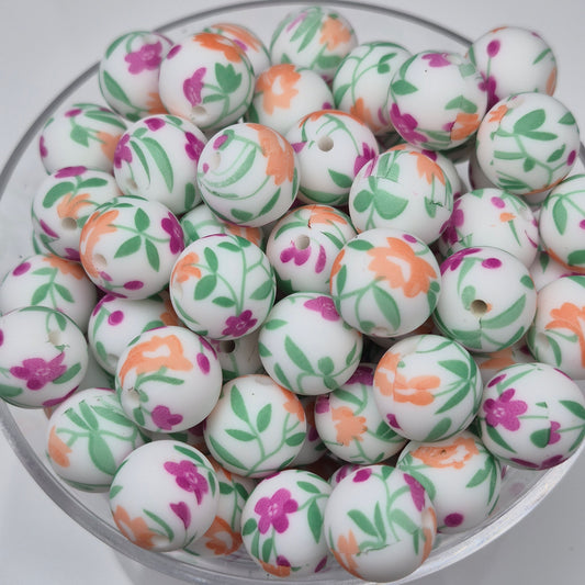 Tiny Meadows 15mm Silicone Bead