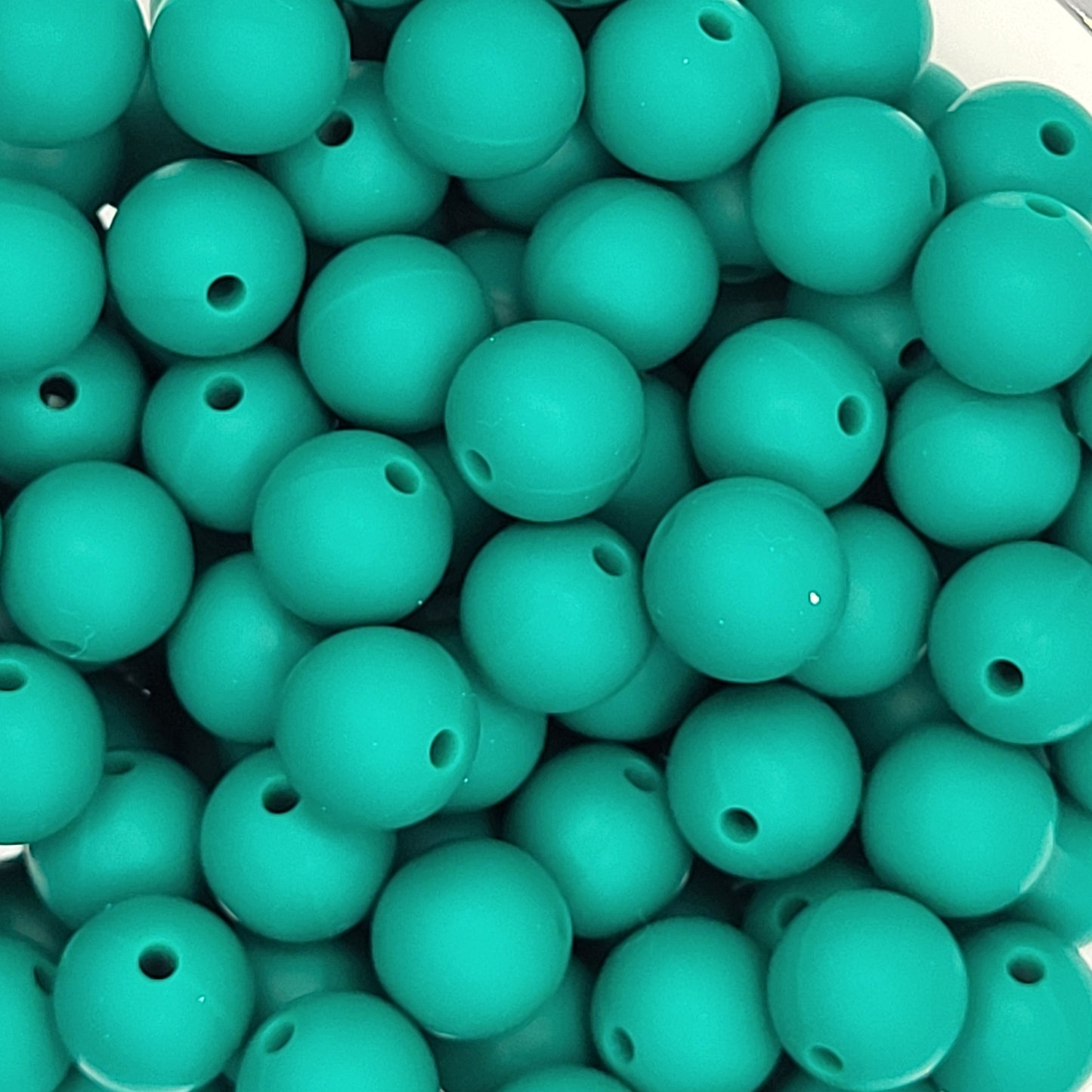 Deep Green 12mm Solid Silicone Beads