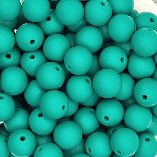 Deep Green 12mm Solid Silicone Beads