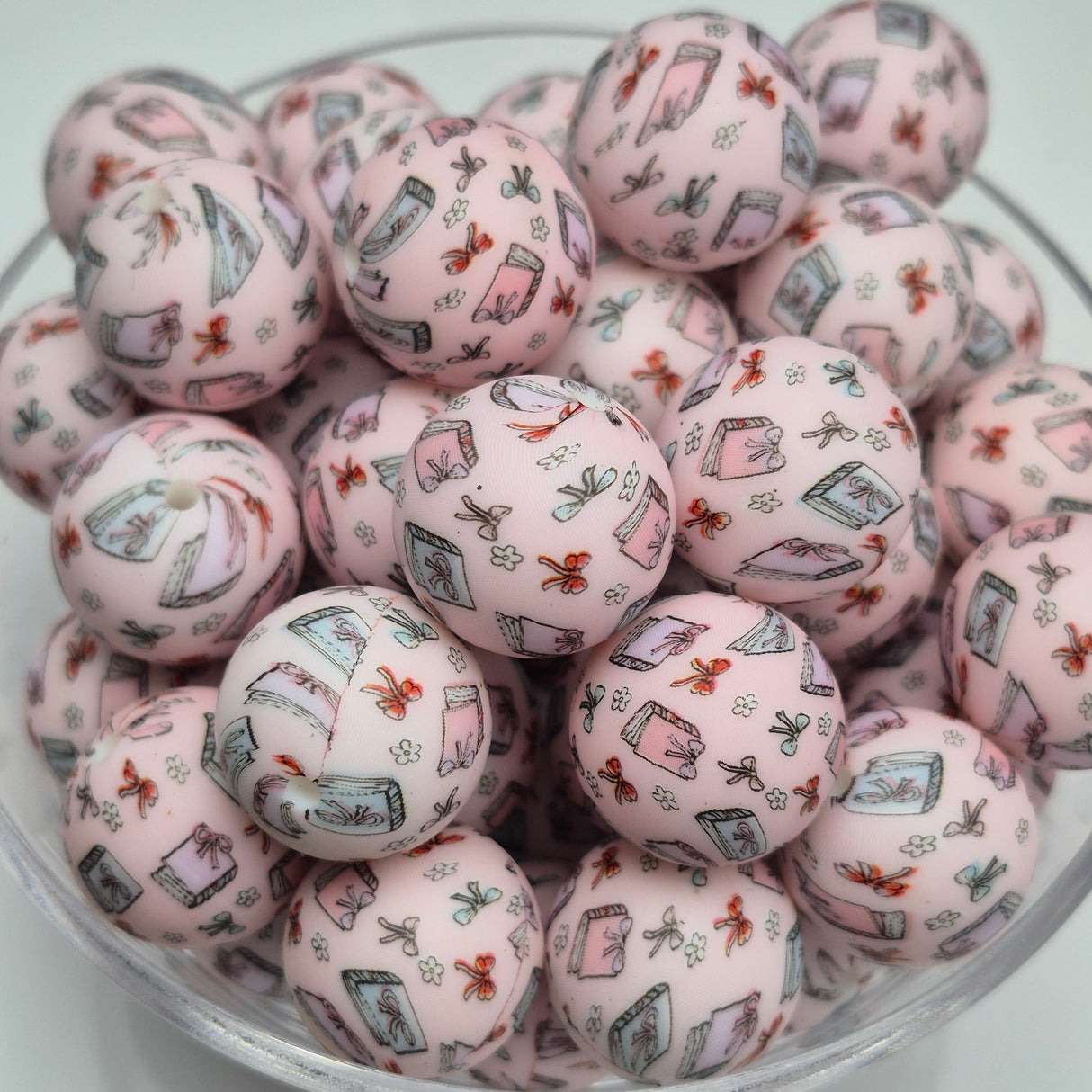 Coquette Books 19mm Print Silicone Bead