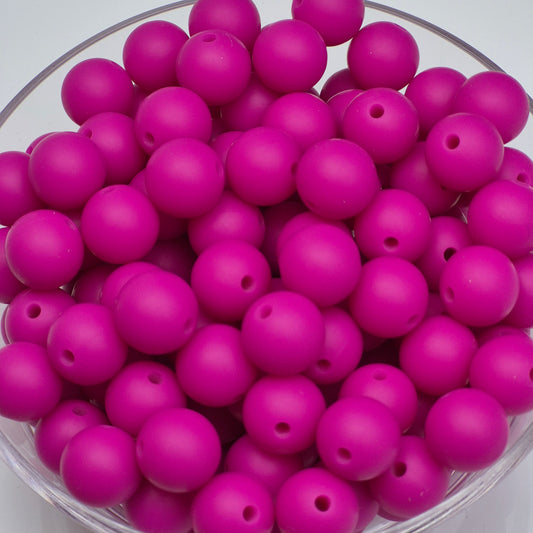 Magenta 12mm Solid Silicone Beads