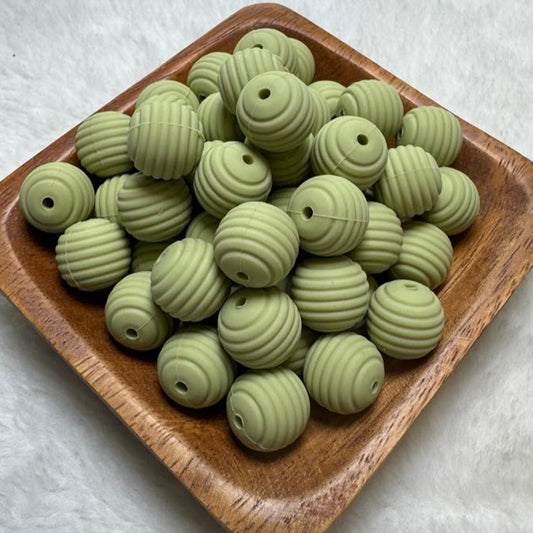 Sage Honeycomb 15mm Silicone Bead