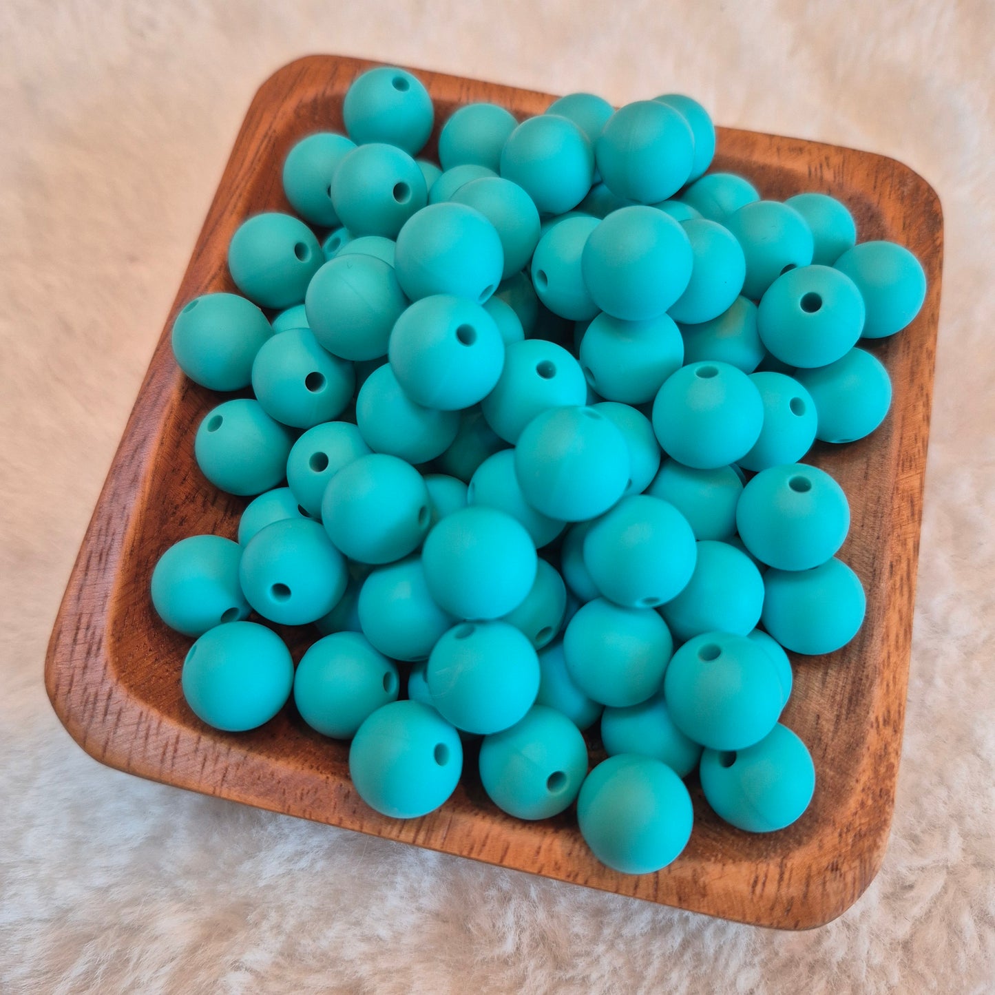 Teal 12mm Solid Silicone Beads