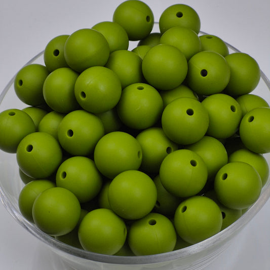 Avocado 15mm Solid Silicone Beads