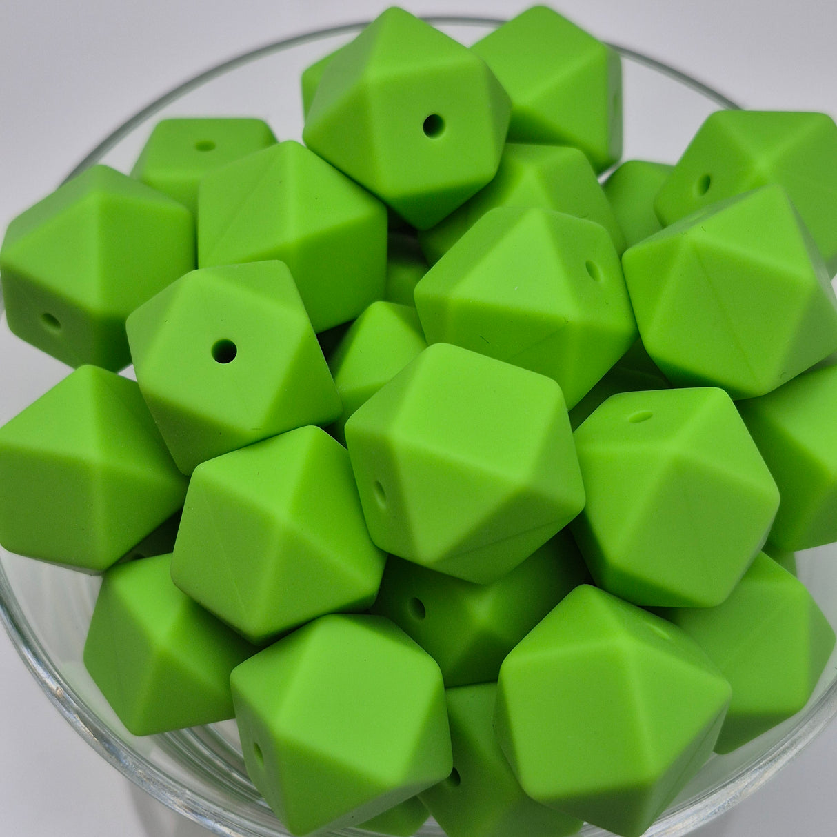 Sour Apple 17mm Hexagon Solid Silicone Beads