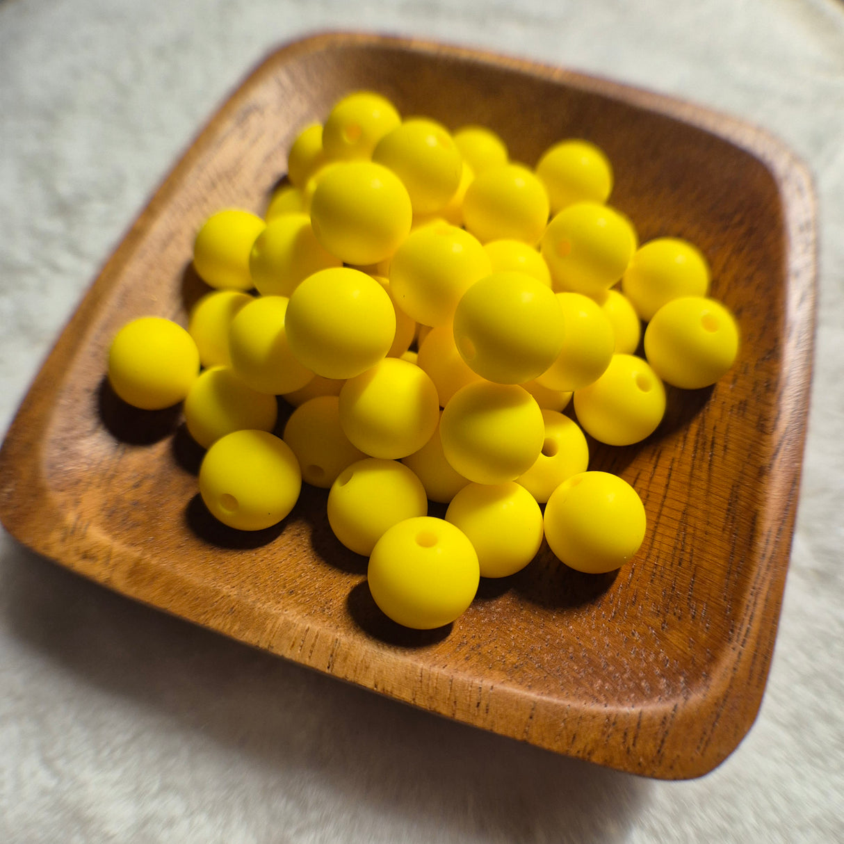 Lemon Yellow 12mm Solid Silicone Beads