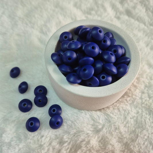 Navy Lentil 12mm*7mm Solid Silicone Beads