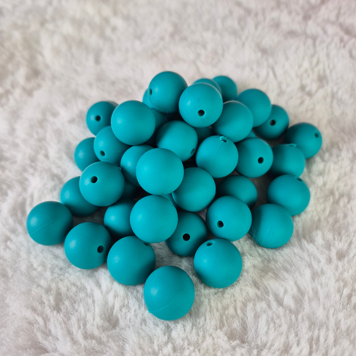 Dark Teal 15mm Solid Silicone Beads