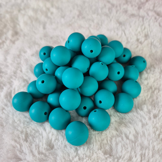 Dark Teal 15mm Solid Silicone Beads