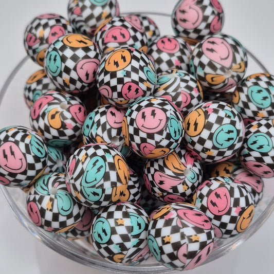 Check Out My Smile 19mm Print Silicone Bead