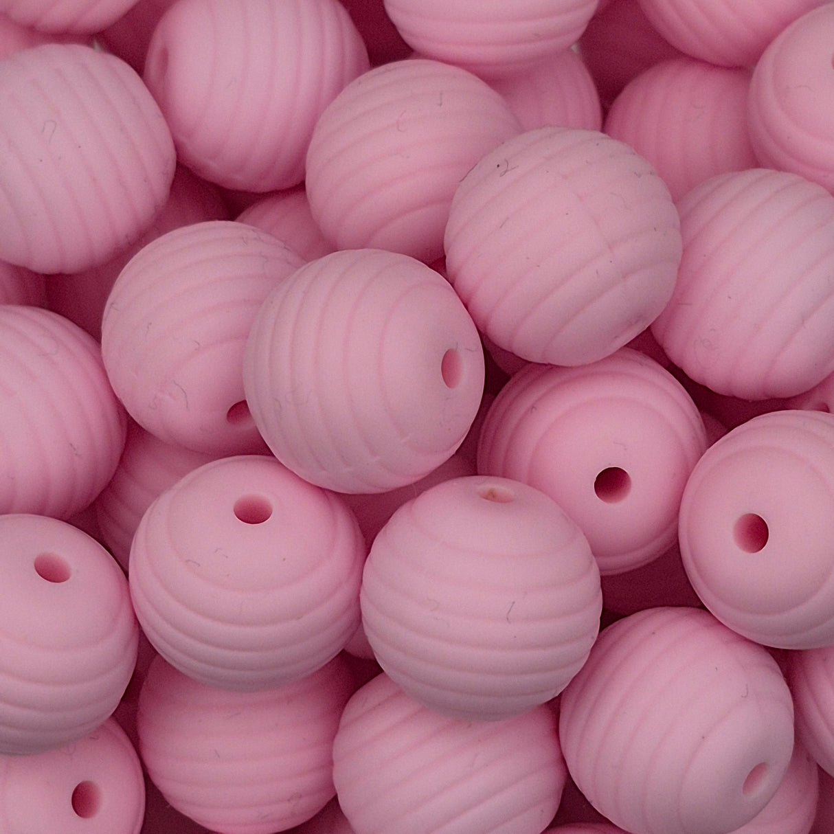 Candy Pink Honeycomb 15mm Silicone Bead